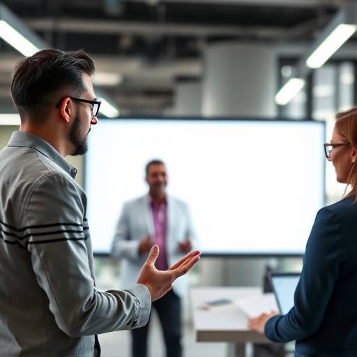 Screenshot from a corporate training video for a tech company.
